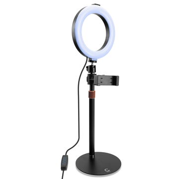 Ring Light - Bi-Colour 3000K-6500K with Tripod, Smartphone Holder, 10-Step Dimming, USB from CELLONIC