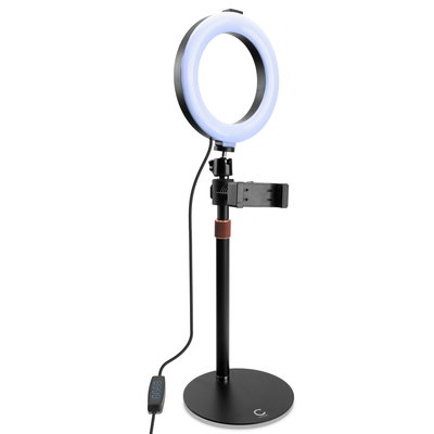 Ring Light - Bi-Colour 3000K-6500K with Tripod, Smartphone Holder, 10-Step Dimming, USB from CELLONIC