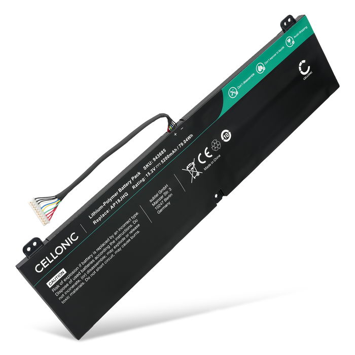 1x Batteri for Acer Predator Triton 500, Triton 500 PT515-51, Triton 500 PT515-52, ConceptD 7 CN715-71, 7 Ezel CC715-71, AP18JHQ, KT.00408.001, KT00408001 5200mA 15,2V fra CELLONIC