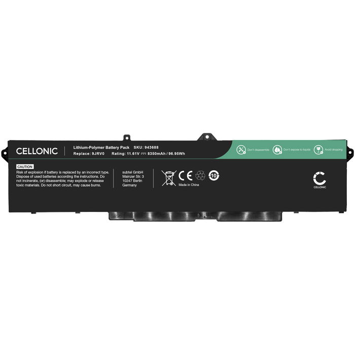 Batteri for Dell Alienware M18 R2, m18 R1, M17 R5, M18 R1 (AMD), M18 R1 (Intel), Precision 3591, 3561, 3571, Latitude 5521, 5531, 15 5531, Dell 9JRV0, 53XP7 8350mAh 11.61V fra CELLONIC