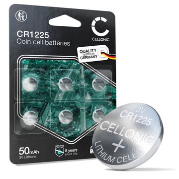 6x Knappcelle CR1225 batteri 3V 50mAh fra CELLONIC