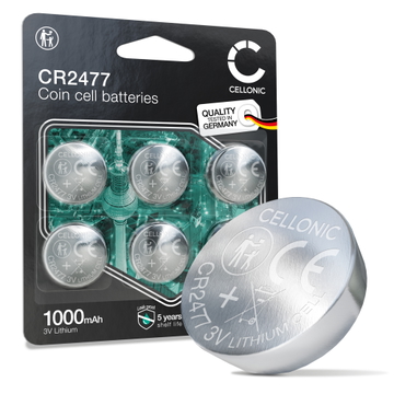 6x Knappcelle CR2477 batteri 3V 1000mAh fra CELLONIC