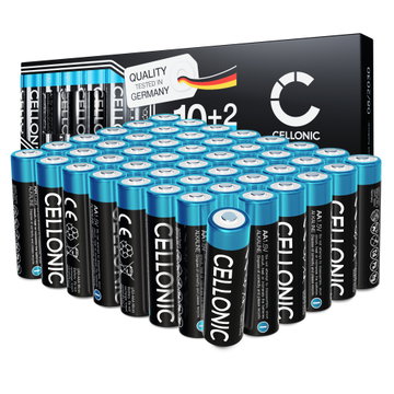 48-pakning CELLONIC 1.5V Alkaline AA-batterier – 2900mAh LR6, AM3, Mignon, MN1500 engangsbatterier til fjernkontroller, leker, lommelykter, klokker og mer