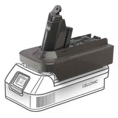 Makita 18V til Dyson V6 batteriadapter MT18V6 for Dyson V6 st&oslash;vsugere fra CELLONIC